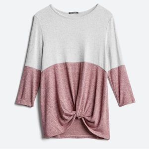 Pink Clover Denver Front Twist Brushed Knit Top